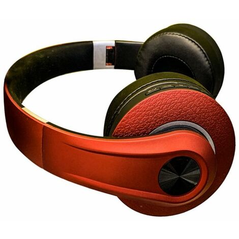 Auriculares inalámbricos Bluetooth V-TAC con diadema ajustable, 500 mAh, color rojo, con estuche
