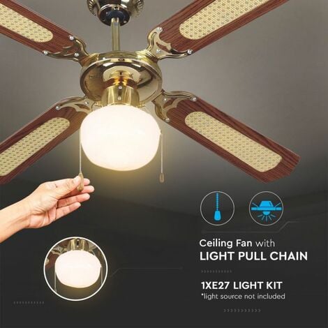 Ventilador de techo luz LED de madera con 4 aspas de V-TAC