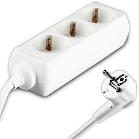 Multienchufe con Cable 1,5m 3 Tomas 10A 2P + Enchufe Schuko y Schuko Color Blanco