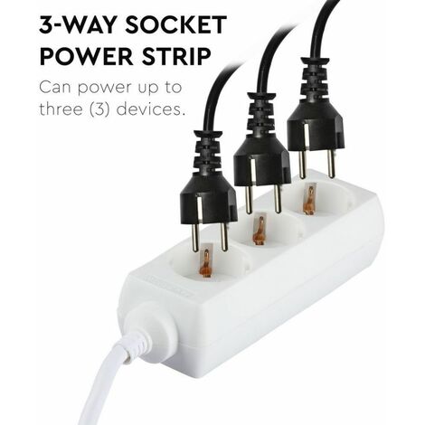 Multienchufe con Cable 1,5m 3 Tomas 10A 2P + Enchufe Schuko y Schuko Color Blanco
