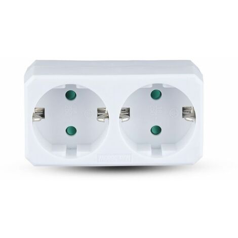 Adaptador de regleta V-TAC con 2 tomas frontales de 10 A, 2P + Schuko y un enchufe Schuko, color blanco (1/5)