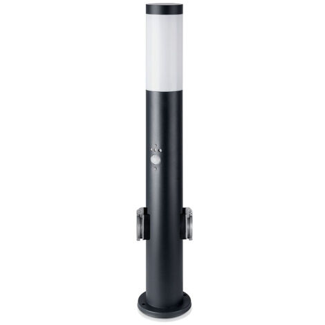 Lámpara de pie LED para jardín V-TAC de 60 cm con portalámparas E27 y 2 sensores de movimiento Schuko IP44