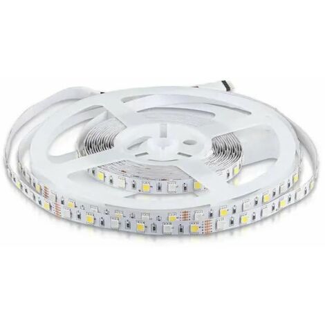 Tira LED V-TAC SMD5050 8W/m 5m 60 LED/m 12V RGB + Blanco Frío IP20 10mm
