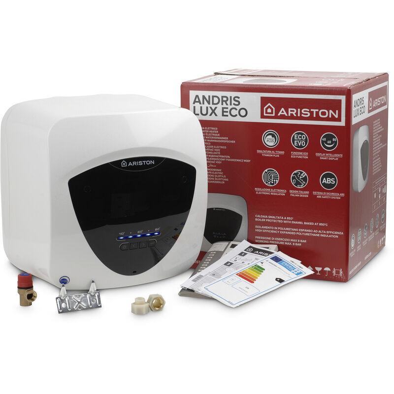 Ariston ANDRIS LUX ECO 10 L Oversink Electric Water Heater 2.5kW with a  titanium enamelled tank, A class ErP rating, Copper heating element,  Manufactured to be installed in UK - 3100717.