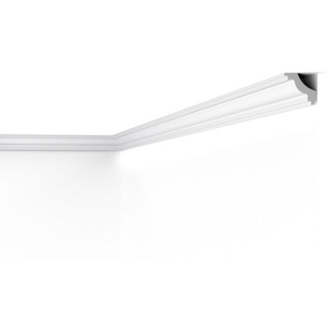 Moulure Plafond PROVISTON En Polystyrène – 200 Cm X 5 Cm X 4,6 Cm, Blanc, Moderne