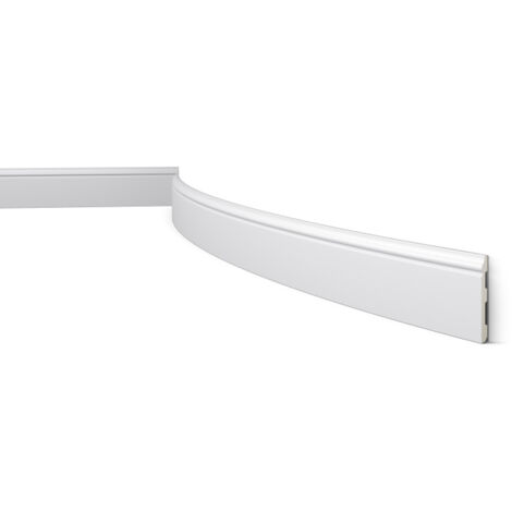 NMC – Plinthe flexible 2m en polyuréthane blanc – Moulure décorative intemporelle – Pour intérieurs et pièces humides – Rayons de courbure 20cm
