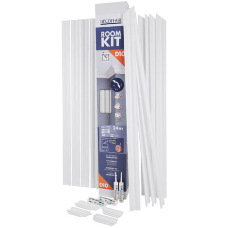 Moulure de plafond polystyrène 80 x 80 mm – Kit de rénovation complet 24 mètres – Coins prédécoupés et colle inclus – Decoflair - D10-ROOMKIT