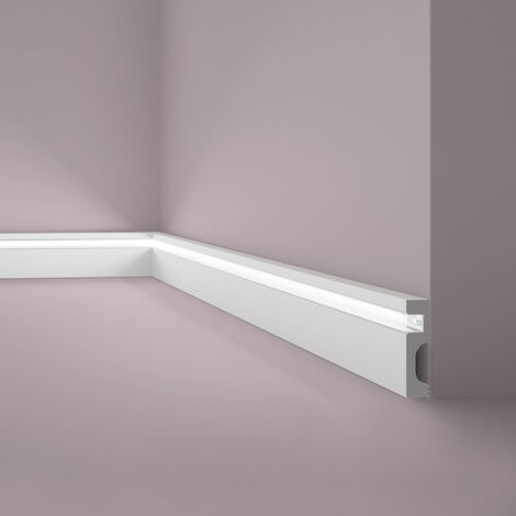 NMC – Plinthe moulure corniche plafond IL11 – Éclairage indirect moderne – Polystyrène gris 200 cm – Prétraité pour intérieur