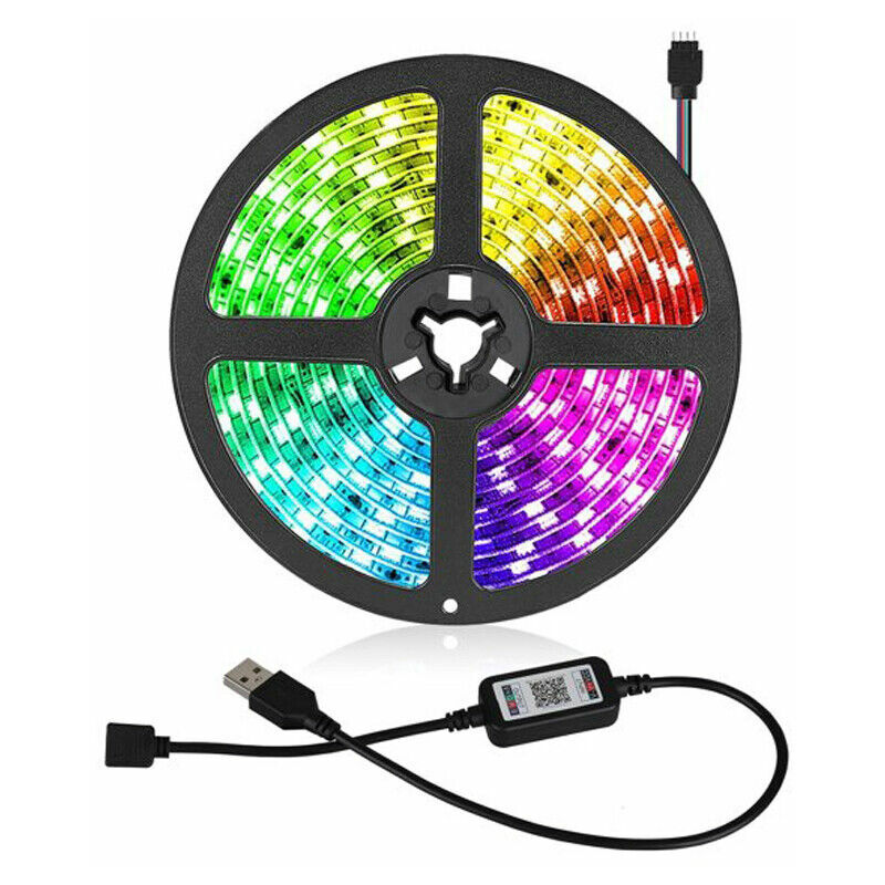 STRISCIA LED COLORI RGB CAVO USB CON TELECOMANDO CONTROLLER BLUETOOTH LUCI  LED 2M1117