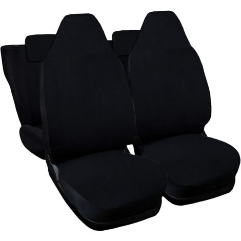 Lupex shop - Coprisedili Auto Compatibili per 107, Made In Italy, set di copri sedili anteriori e posteriori con copri poggiatesta incluso, tessuto poliestere, Nero