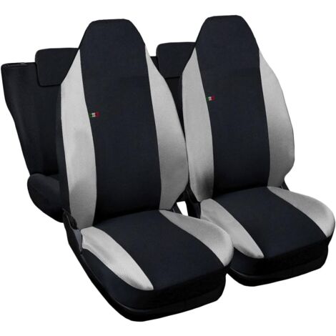 Lupex shop - Coprisedili Auto Compatibili per Aygo, Made In Italy, set di copri sedili anteriori e posteriori con copri poggiatesta incluso, tessuto poliestere, colore - Nero\Grigio Chiaro