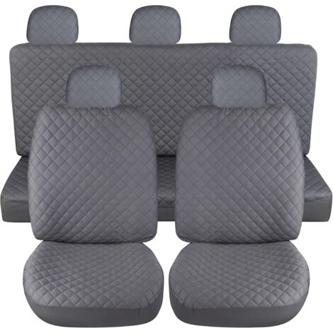 Lupex shop - Coprisedili per auto universali mod. A21, tessuto poliestere trapuntato, anteriore e posteriore, colore - Grigio