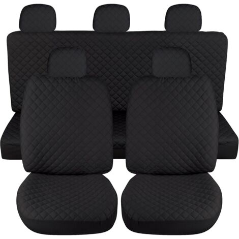 Lupex shop - Coprisedili per auto universali mod. A21, tessuto poliestere trapuntato, anteriore e posteriore, colore - Nero (1/4)