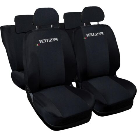 Lupex shop - Coprisedili Auto Compatibili per Ibiza dal '08, Made In Italy, set di copri sedili anteriori e posteriori con copri poggiatesta incluso, tessuto poliestere, colore - Nero - Nero