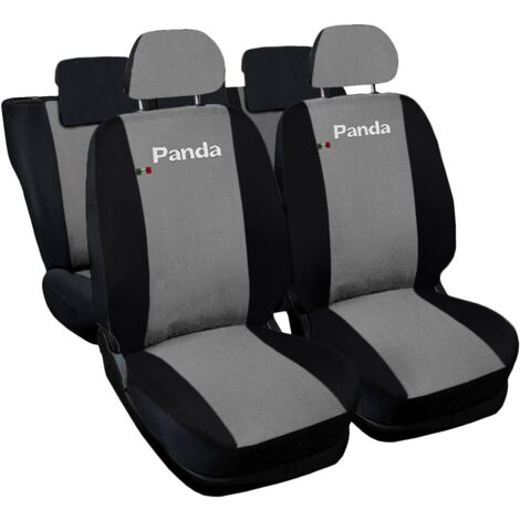 Lupex shop - Coprisedili Auto Compatibili per Panda 2a e 3a serie, Made In Italy, anteriori, e posteriori 60/40, tessuto poliestere - Grigio chiaro/Nero