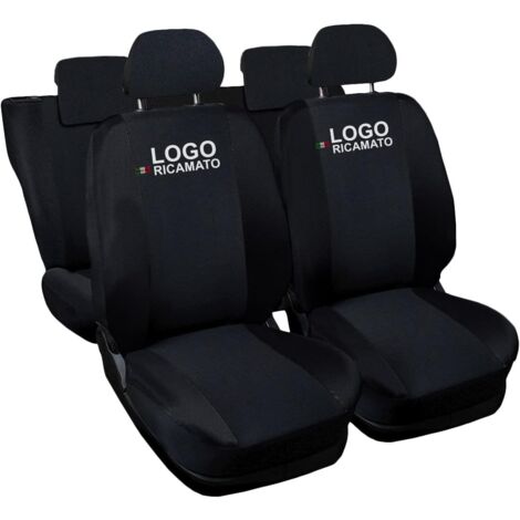 Lupex shop - Coprisedili Auto Compatibili per Picanto, Made In Italy, anteriori e posteriori con copri poggiatesta incluso, tessuto poliestere, colore - Nero\Nero (1/4)