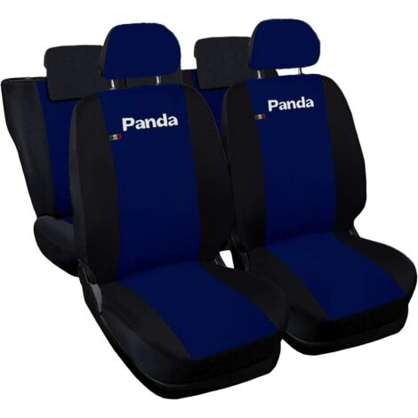 Lupex shop - Coprisedili Auto Compatibili per Panda 2a e 3a serie, Made In Italy, anteriori, e posteriori 60/40, tessuto poliestere - Blu scuro/Nero