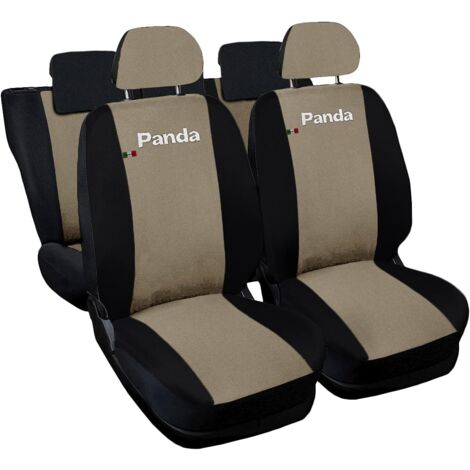 Lupex shop - Coprisedili Auto Compatibili per Panda 2a e 3a serie, Made In Italy, anteriori, e posteriori 60/40, tessuto poliestere - Beige/Nero