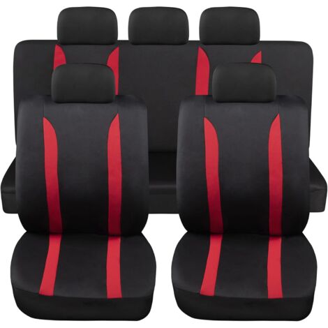 Lupex shop - Coprisedili auto universali modello LS09, set anteriori e posteriori, NO SUV, colore Rosso