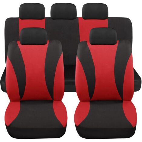 Lupex shop - Coprisedili auto universali modello LS06, set anteriori e posteriori, NO SUV, colore Rosso (1/4)