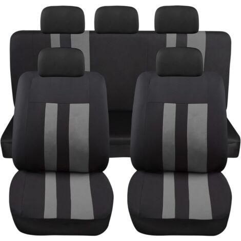 Lupex shop - Coprisedili auto universali modello LS07, set anteriori e posteriori, NO SUV, colore Grigio (1/4)