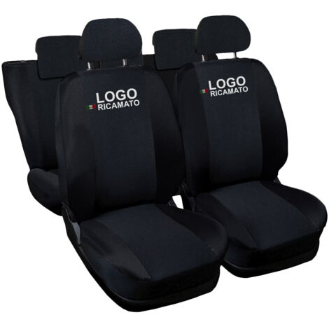 Lupex shop - Coprisedili Auto Compatibili per T-Roc, Made In Italy, anteriori e posteriori con copri poggiatesta incluso, tessuto poliestere, Nero - Nero