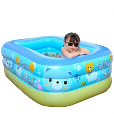 Lupex Shop - Gonfiabile piscina vasca rettangolare, 3 anelli, da giardino outdoor indoor, dimensioni: 210x150x60cm