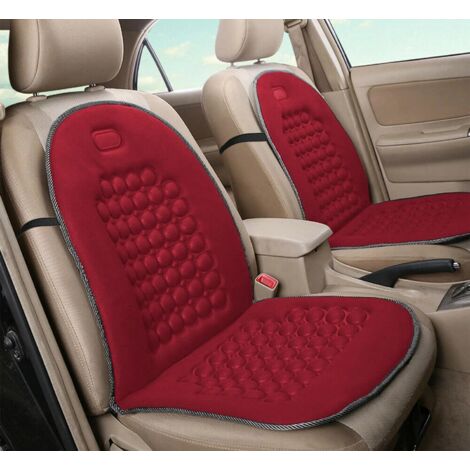Lupex Shop - Coppia di schienali anteriori per auto universali, per sedili auto, furgone, in poliestere con 92 sfere massaggianti, colore Rosso