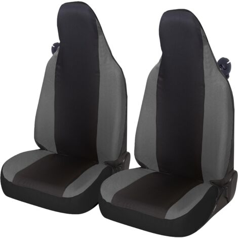 Lupex shop - Coppia coprisedili anteriori per Smart (W450,W451 e W453), Made In Italy, tessuto policotone, Senza logo, Nero\Grigio Scuro