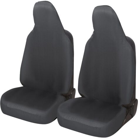 Lupex shop - Coppia coprisedili anteriori universali per Twingo, Made In Italy, tessuto policotone, poggiatesta integrato, Senza logo, Grigio