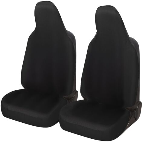 Lupex shop - Coppia coprisedili anteriori universali per Twingo, Made In Italy, tessuto policotone, poggiatesta integrato, Senza logo, Nero
