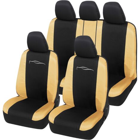 Lupex Shop - Coprisedili Auto Universali, Mod. Racing, anteriori e posteriori, tessuto in Policotone, Nero - Beige