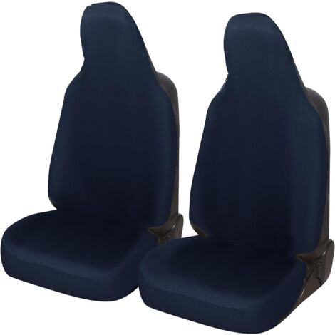 Lupex shop - Coppia coprisedili anteriori universali per Twingo, Made In Italy, tessuto policotone, poggiatesta integrato, Senza logo, Blu