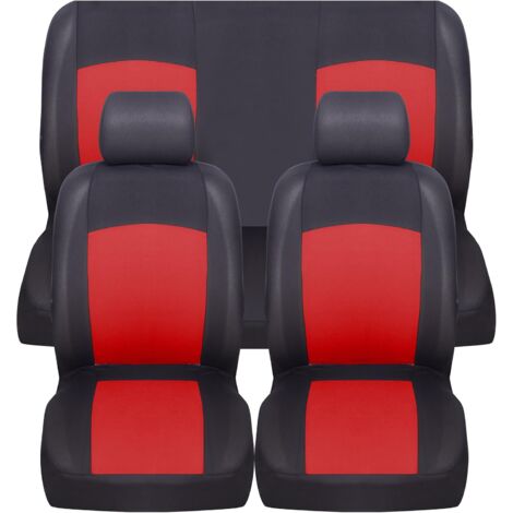 Lupex Shop - Coprisedili universali morbidi per auto, anteriori e posteriori, mod. Soft, tessuto poliestere, colore Rosso