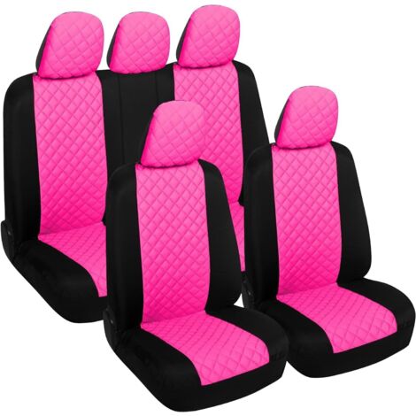 Lupex Shop – Coprisedili auto universali anteriori e posteriori, poliestere, mod. A23, Rosa/Nero