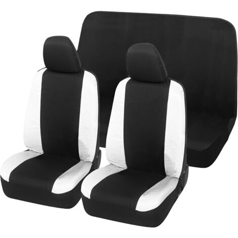 Lupex Shop – Coprisedili auto universali, compatibili per 600, anteriori e posteriori, NO LOGO, in Policotone, Nero/Bianco