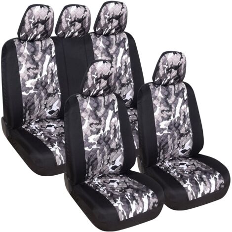 Lupex Shop – Coprisedili auto universali anteriori e posteriori, poliestere, mod. A23, mimetico chiaro/nero