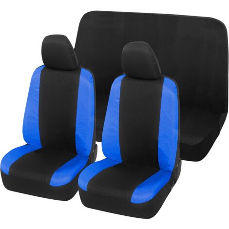 Lupex Shop – Coprisedili auto universali, compatibili per 600, anteriori e posteriori, NO LOGO, in Policotone, Nero/Blu Royal