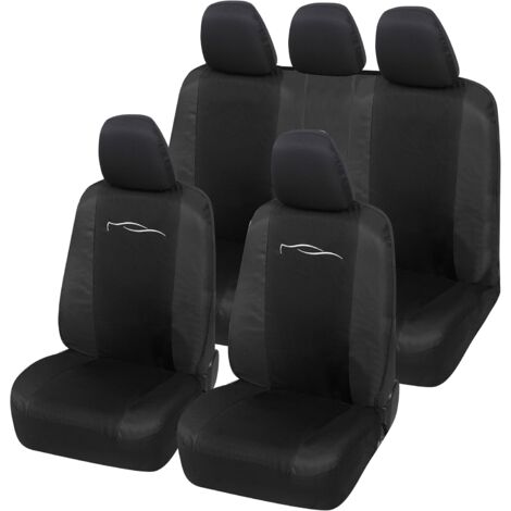 Lupex Shop - Coprisedili Auto Universali, Mod. Racing, anteriori e posteriori, tessuto in Policotone, Nero - Nero
