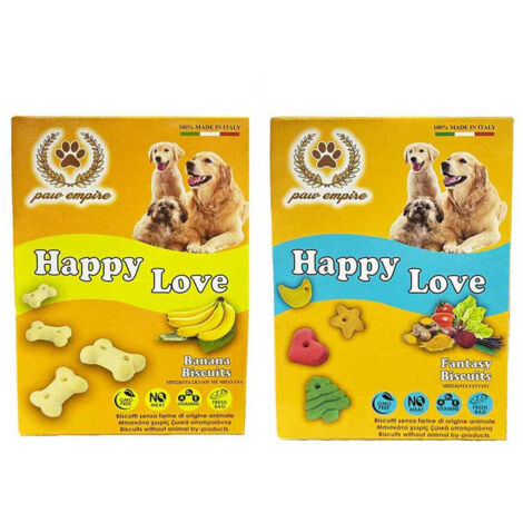 Lupex Shop – Biscotti per cani Happy Love 100% made in italy 300g, gusto Fantasy + Banana
