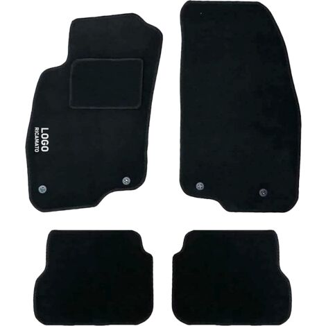 LUPEX SHOP - Tappetini auto compatibili per Punto Evo con 4 clip di fissaggio, in moquette nera, anteriori e posteriori