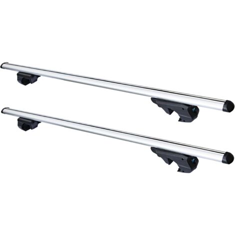 Lupex Shop - Barre da tetto portapacchi universali 135cm, per tettuccio auto, con serratura antifurto, per binari rialzati larghezza fino a 120 cm