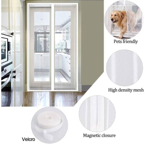 Lupex Shop - Tenda zanzariera magnerica con calamita, per porte e balconi,  colore Bianco dimensioni -  150X250CM