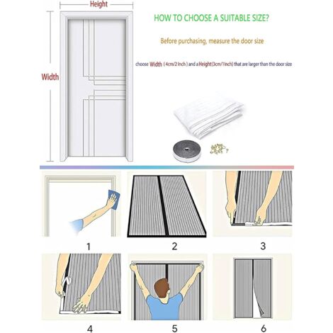 Lupex Shop - Tenda zanzariera magnerica con calamita, per porte e balconi,  colore Grigio dimensioni -  150X250CM