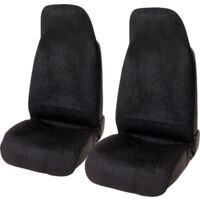 Lupex Shop - Coprisedili universali per auto e furgone, coppia anteriore (2 pezzi) Antiscivolo, Protezione e copertura per Guidatore e Passeggero, colore nero cod. LS51