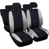 Lupex shop - Coprisedili Auto Compatibili per 500X, Made In Italy, set di copri sedili anteriori e posteriori con copri poggiatesta incluso, tessuto poliestere, Nero - Grigio Chiaro