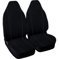 Lupex shop - Coppia coprisedili anteriori per auto Smart.1s (W450), Made In Italy, con copri poggiatesta, tessuto poliestere, Senza logo, colore - Nero refil Grigio scuro