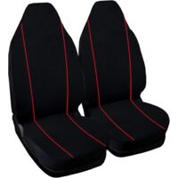 Lupex shop - Coppia coprisedili anteriori per auto Smart.2s (W451), Made In Italy, con copri poggiatesta, tessuto poliestere, Senza logo, colore - Nero refil Rosso