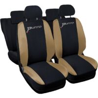 Lupex shop - Coprisedili Auto Compatibili per G.Punto.5pt, Made In Italy, set anteriori e posteriori (divisi 40/60), copri poggiatesta incluso, tessuto poliestere, Nero\Beige