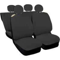 Lupex Shop – Coprisedili auto universali, compatibili per 500, anteriori e posteriori (50/50), NO LOGO, in Policotone, Grigio